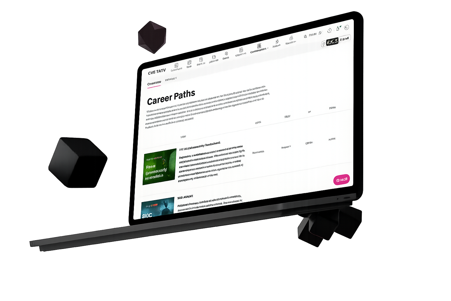 Floating laptop showcasing cybersecurity training interface
